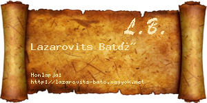 Lazarovits Bató névjegykártya